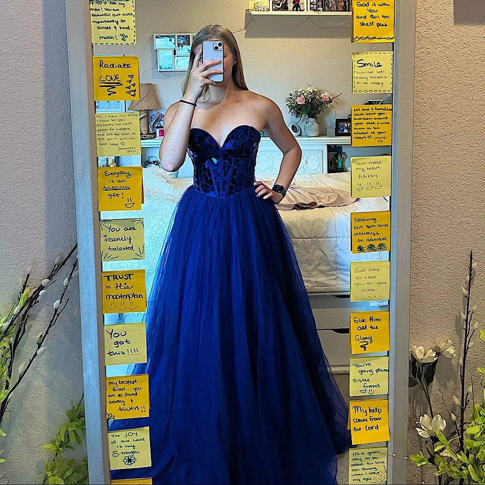 Bridal Prom Davids Bridal Navy Blue Dresses DAVID'S BRIDAL Jules And Cleo  Mosaic Beaded Prom Dress